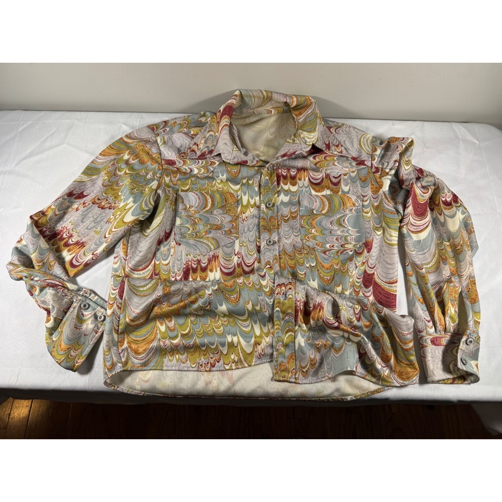 Vintage 70s Custom Patchwork Paisley Shirt No Label 1of1 Retro Dagger Collar Men